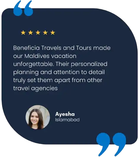 Ayesha's review about her travel journey the Beneficia Travels and Tours